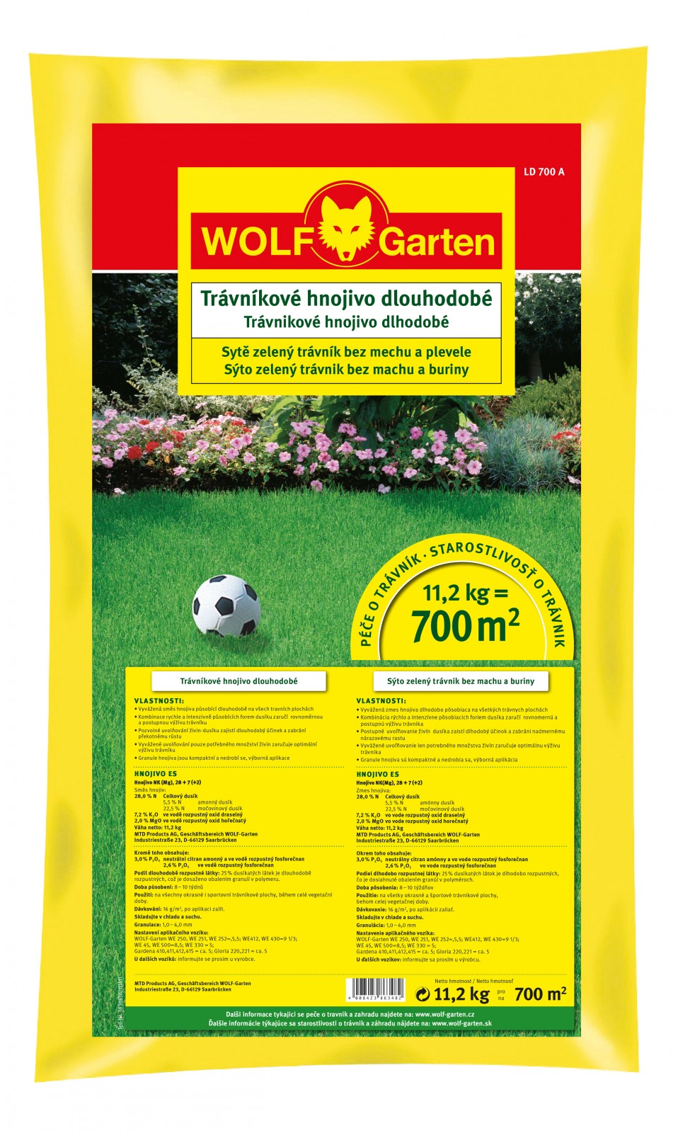 WOLF-Garten LD-A 700 - hnojivo na trávník s dlouhodobým účinkem, 11.2kg