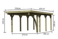 Carport KARIBU CLASSIC 2B 61968 ocelové střešní plechy LG3355