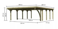 Carport KARIBU CLASSIC 3B 61979 ocelové střešní plechy LG3367