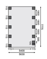 Carport KARIBU CLASSIC 3C 61980 ocelové střešní plechy LG3368