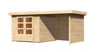 Dřevěný domek KARIBU ASKOLA 3,5 + přístavek 240 cm včetně zadní a boční stěny (77719) natur LG3246