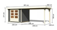 Dřevěný domek KARIBU ASKOLA 3,5 + přístavek 280 cm (9148) terragrau LG3190