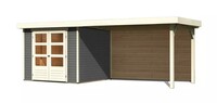 Dřevěný domek KARIBU ASKOLA 3,5 + přístavek 280 cm včetně zadní stěny (9150) terragrau LG3251