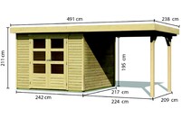 Dřevěný domek KARIBU ASKOLA 3 + přístavek 240 cm (73246) natur LG1764