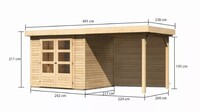 Dřevěný domek KARIBU ASKOLA 3 + přístavek 240 cm včetně zadní stěny (9170) natur LG3231