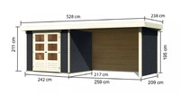 Dřevěný domek KARIBU ASKOLA 3 + přístavek 280 cm včetně zadní a boční stěny (38667) antracit LG3242