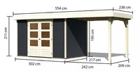 Dřevěný domek KARIBU ASKOLA 4 + přístavek 240 cm (38670) antracit LG3265