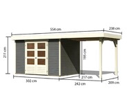 Dřevěný domek KARIBU ASKOLA 4 + přístavek 240 cm (92070) terragrau LG1719