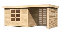 Dřevěný domek KARIBU ASKOLA 4 + přístavek 240 cm včetně zadní a boční stěny (9179) natur LG3264