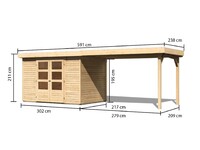 Dřevěný domek KARIBU ASKOLA 4 + přístavek 280 cm (77733) natur LG1770