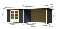 Dřevěný domek KARIBU ASKOLA 4 + přístavek 280 cm včetně zadní a boční stěny (38675) antracit LG3273
