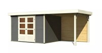 Dřevěný domek KARIBU ASKOLA 5 + přístavek 240 cm včetně zadní stěny (9156) terragrau LG3276