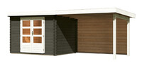 Dřevěný domek KARIBU BASTRUP 3 + přístavek 300 cm včetně zadní stěny (38762) terragrau LG3010