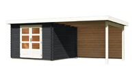Dřevěný domek KARIBU BASTRUP 5 + přístavek 300 cm včetně zadní stěny (38768) terragrau LG2933