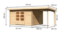 Dřevěný domek KARIBU BASTRUP 7 + přístavek 200 cm (78673) natur LG2934