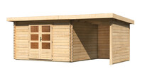 Dřevěný domek KARIBU BASTRUP 7 + přístavek 200 cm včetně zadní a boční stěny (78674) natur LG3023