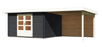 Dřevěný domek KARIBU BASTRUP 7 + přístavek 300 cm včetně zadní stěny (33030) antracit LG3026