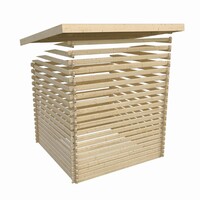 Dřevěný domek KARIBU BASTRUP 7 + přístavek 400 cm včetně zadní a boční stěny (9316) natur LG3029