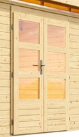 Dřevěný domek KARIBU KANDERN 2 + přístavek 235 cm včetně zadní stěny (23610) natur LG3534