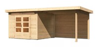 Dřevěný domek KARIBU KANDERN 6 + přístavek 320 cm včetně zadní stěny (9240) natur LG3616