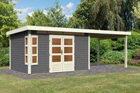 Dřevěný domek KARIBU KASTORF 7 + přístavek 320 cm (31557) terragrau LG3586