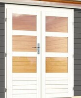 Dřevěný domek KARIBU KASTORF 7 + přístavek 320 cm včetně zadní a boční stěny (31561) terragrau LG3598