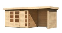 Dřevěný domek KARIBU KERKO 4 + přístavek 240 cm včetně zadní a boční stěny (82942) natur LG2973