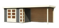 Dřevěný domek KARIBU KERKO 4 + přístavek 280 cm včetně zadní stěny (9192) terragrau LG2978