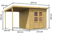 Dřevěný domek KARIBU MERSEBURG 4 + přístavek 166 cm (68765) natur LG1751