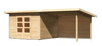 Dřevěný domek KARIBU NORTHEIM 3 + přístavek 330 cm včetně zadní stěny (9271) natur LG3854