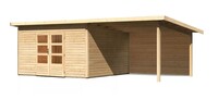 Dřevěný domek KARIBU NORTHEIM 5 + přístavek 330 cm včetně zadní stěny (9275) natur LG3866