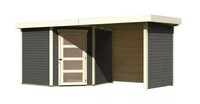 Dřevěný domek KARIBU SCHWANDORF 5 + přístavek 240 cm včetně zadní a boční stěny (77749) terragrau LG3911