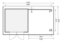 Dřevěný domek KARIBU TRITTAU 3 + přístavek 330 cm včetně zadní stěny (10047) natur LG4171