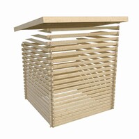 Dřevěný domek KARIBU TRITTAU 3 + přístavek 330 cm včetně zadní stěny (10047) natur LG4171
