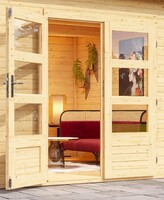 Dřevěný domek KARIBU TRITTAU 5 + přístavek 330 cm včetně zadní a boční stěny (10061) natur LG4196