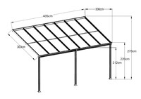 Hliníková pergola LANITPLAST WALL 43 FSX bílá + čirý PC LG4315