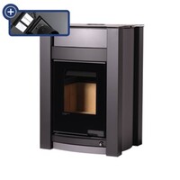 HS Flamingo KALMAR 11/7 šedá ER - teplovodní krbová kamna s 7 kW výměníkem a el. regulací
