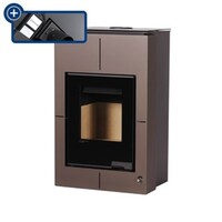 HS Flamingo SAPORO 11/7 hnědá ER - teplovodní krbová kamna s 7 kW výměníkem a el. regulací
