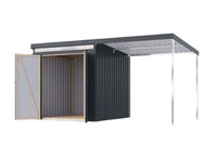 Plechový domek KARIBU IRIDIUM 2 + přístavek 200 cm (48471) antracit LG4806