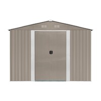 Riwall PRO RMSA 12x10 Brown - zahradní domek kovový 3 x 3,7 m se sedlovou střechou hnědý