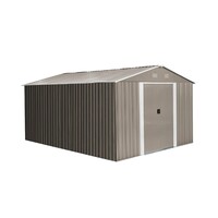 Riwall PRO RMSA 12x10 Brown - zahradní domek kovový 3 x 3,7 m se sedlovou střechou hnědý