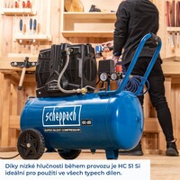 Scheppach HC 51 Si - tichý bezolejový dvouválcový kompresor 50 l