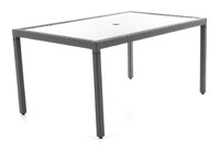 Stůl - VALENCIA, umělý ratan, sklo 